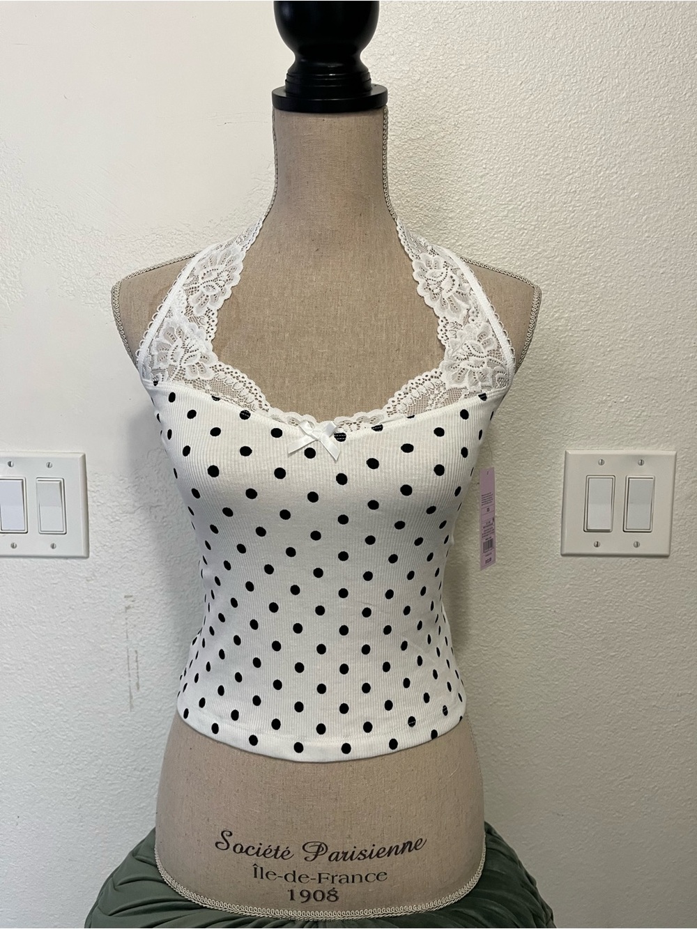 wild fable White Polka Dot Lace Halter Cami